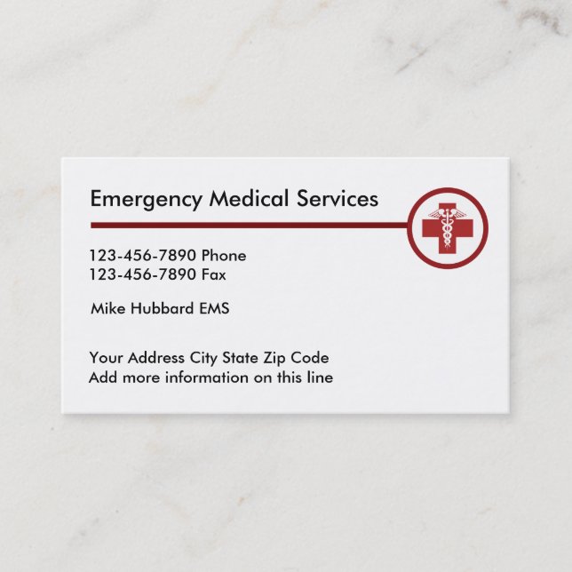 Tarjeta De Visita Emergencia médica (Anverso)