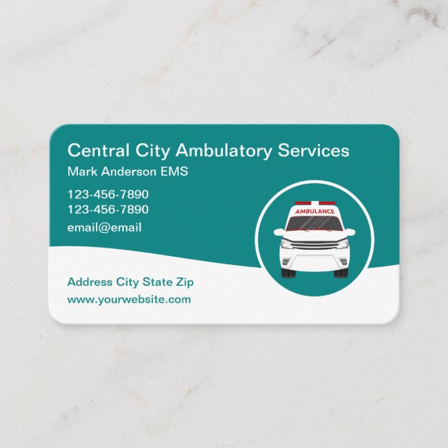 Tarjeta De Visita Emergencia médica Emergencia de Ambulancia EMS (Anverso)