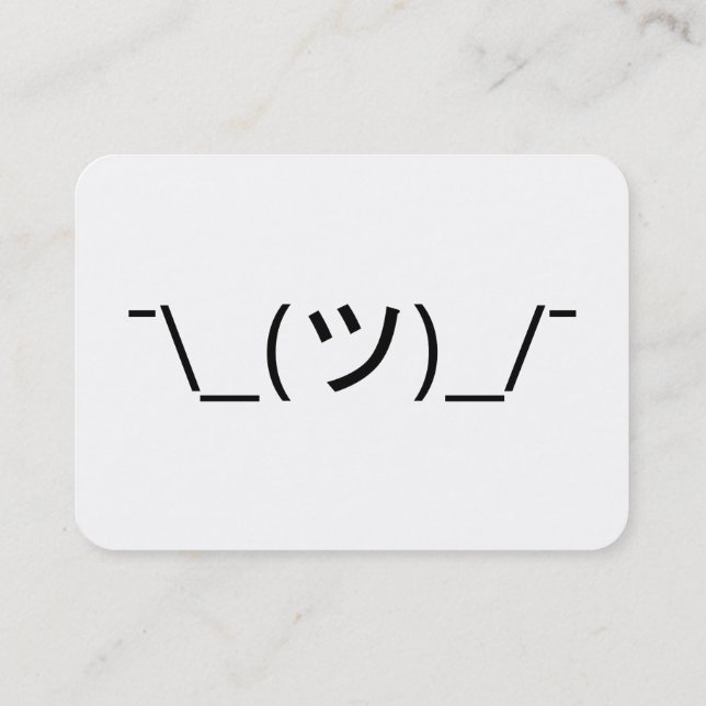 Tarjeta De Visita Emoticon de arbusto ¯\_(ツ)_/ Ø Kaomoji japonés (Reverso)