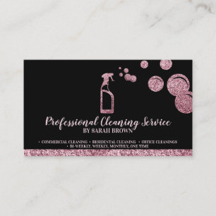 Tarjeta De Visita Empleada de limpieza Janitorial brillante Negro