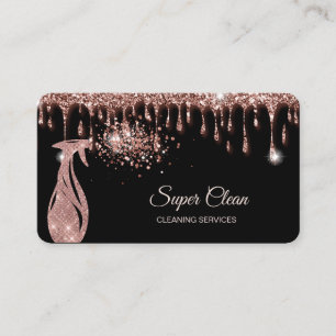 Tarjeta De Visita Empleada doméstica limpiando la casa rosa dorado b