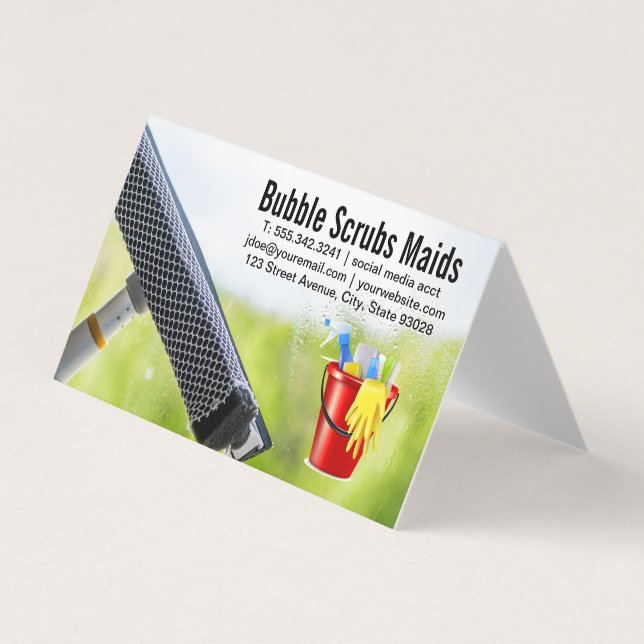 Tarjeta De Visita Empleadas | Ventana de limpieza de colas (Anverso)