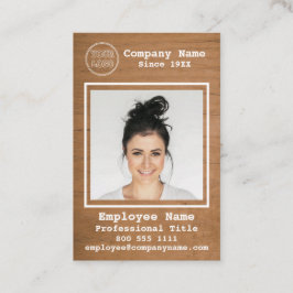 Tarjeta De Visita Empleado de fotografía de madera clara de logotipo
