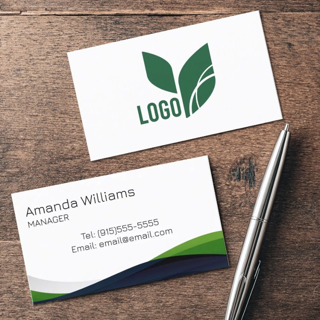 Tarjeta De Visita Empleado moderno de Swirl Verde (Modern green swirl business card)