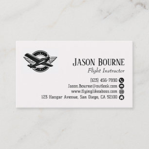 Tarjeta De Visita Empleado Profesional de Código QR Piloto Avión 
