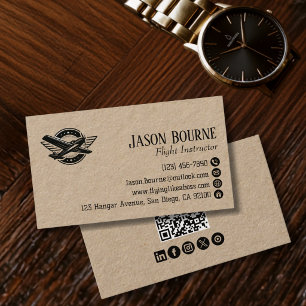 Tarjeta De Visita Empleado profesional de código QR piloto de avión