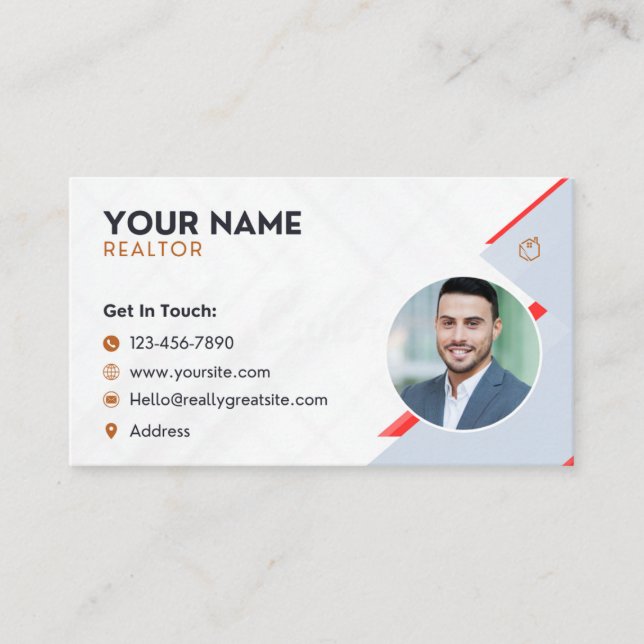 Tarjeta De Visita Empleados profesionales Foto de inmueble rojo blan (Anverso)