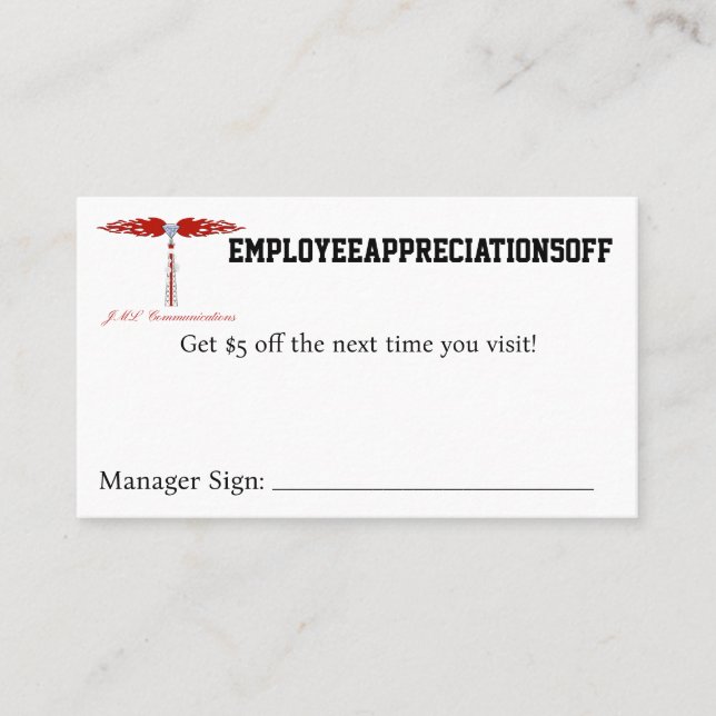 Tarjeta De Visita EMPLEO EAPPRECIACIÓN5OFF Cupón (Anverso)