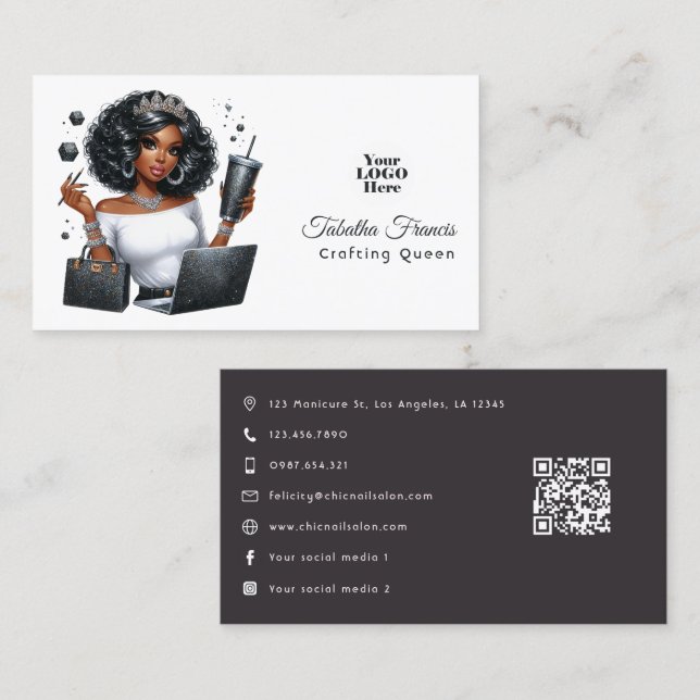 Tarjeta De Visita Empoderando el diseño de la Reina Africano-America (Anverso / Reverso)