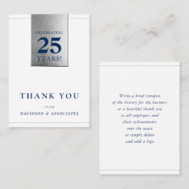 Tarjeta De Visita EMPRESA ANIVERSARIO negocios plata de la marina bl