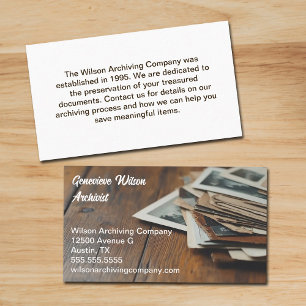 Tarjeta De Visita Empresa de archivista Fotografías antiguas de arch