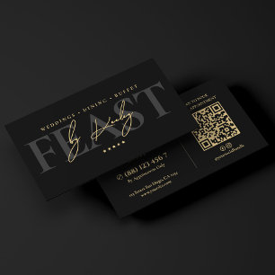 Tarjeta De Visita Empresa de Catering Elegante Buffet Negro