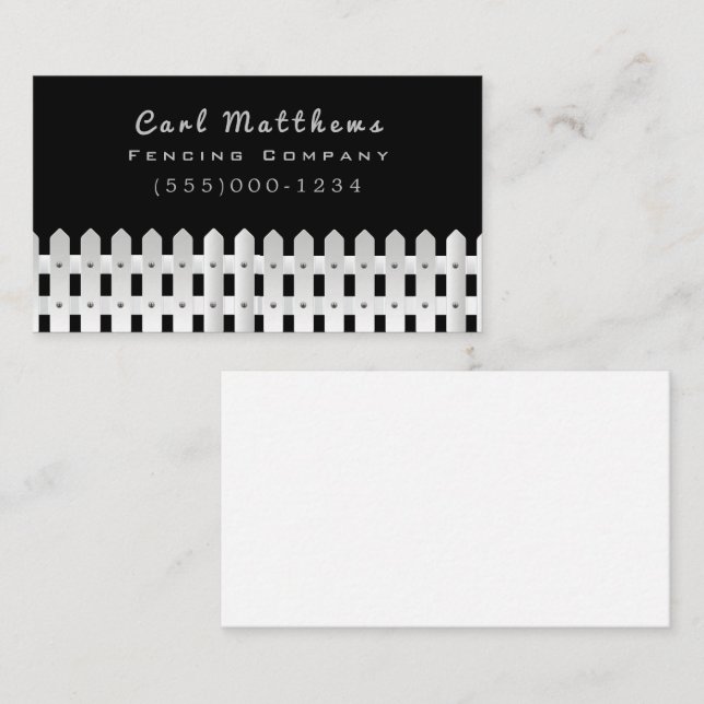 Tarjeta De Visita Empresa de cercas de diseño de vallas blancas (Anverso / Reverso)