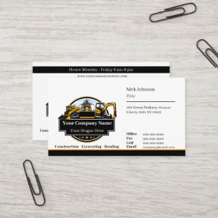 Tarjeta De Visita Empresa de construcción de equipo pesado profesion