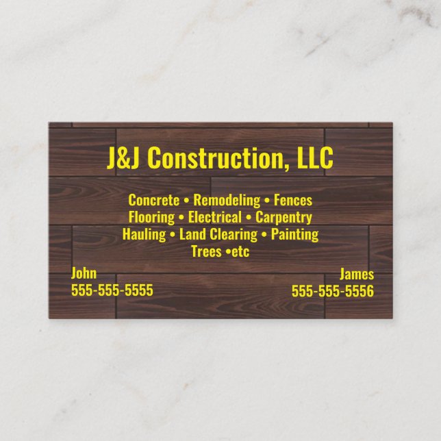 Tarjeta De Visita Empresa de construcción - Wood Business Card (Anverso)