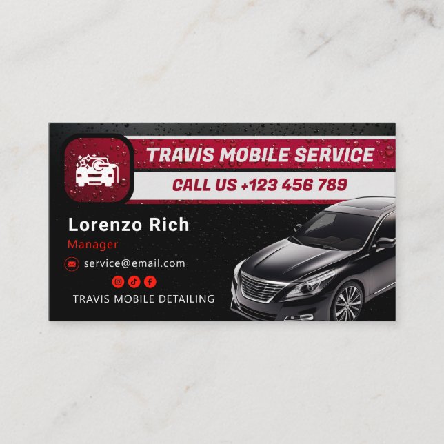 Tarjeta De Visita Empresa de detección de datos móviles | Rojo negro (Anverso)