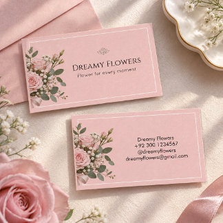 Tarjeta De Visita Empresa de flores estética de color rosa
