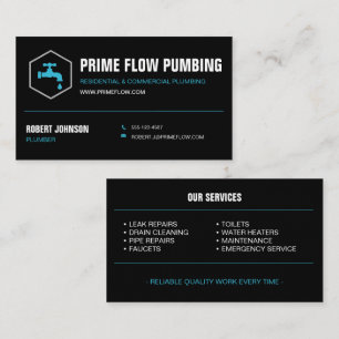 Tarjeta De Visita Empresa de Fontanería Profesional Servicio de Plom