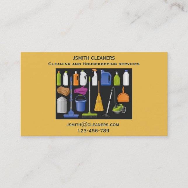 Tarjeta De Visita Empresa de limpieza de limpieza independiente o em (Anverso)