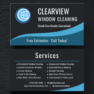 Tarjeta De Visita Empresa de Limpieza de Ventanas Profesional