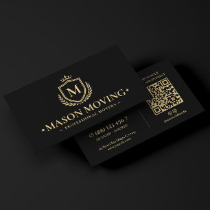 Tarjeta De Visita Empresa de Mudanzas Camiones Escudo Logo Negro Mod
