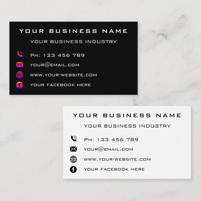 Tarjeta De Visita Empresa de negocios Profesional Personalizado Mode (Anverso / Reverso)