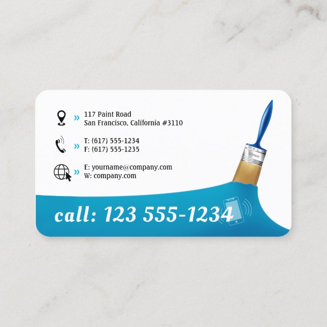 Tarjeta De Visita Empresa de pintura | Empresa Sky Blue profesional (Reverso)