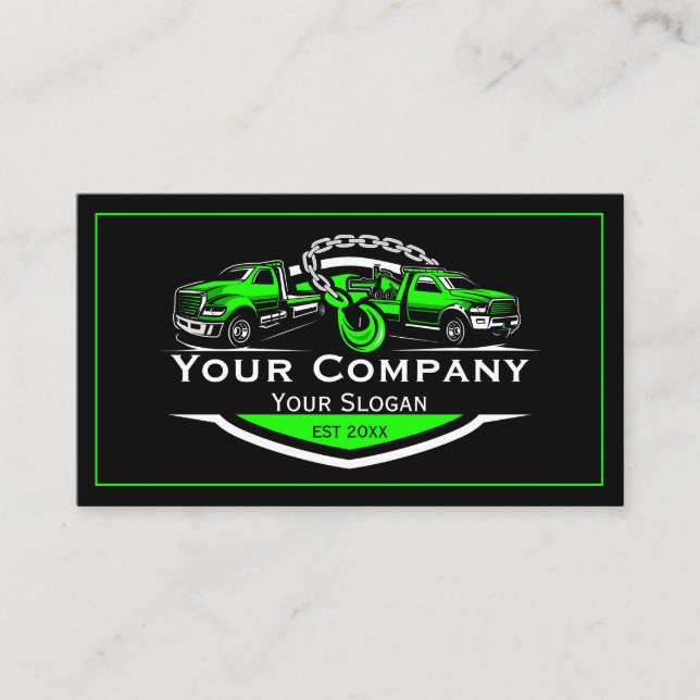 Tarjeta De Visita Empresa de Remolque Profesional, Servicio de Arras (Anverso)