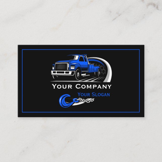 Tarjeta De Visita Empresa de Remolque Profesional, Servicio de Trans (Anverso)