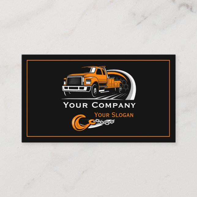 Tarjeta De Visita Empresa de Remolque Profesional, Servicio de Trans (Anverso)