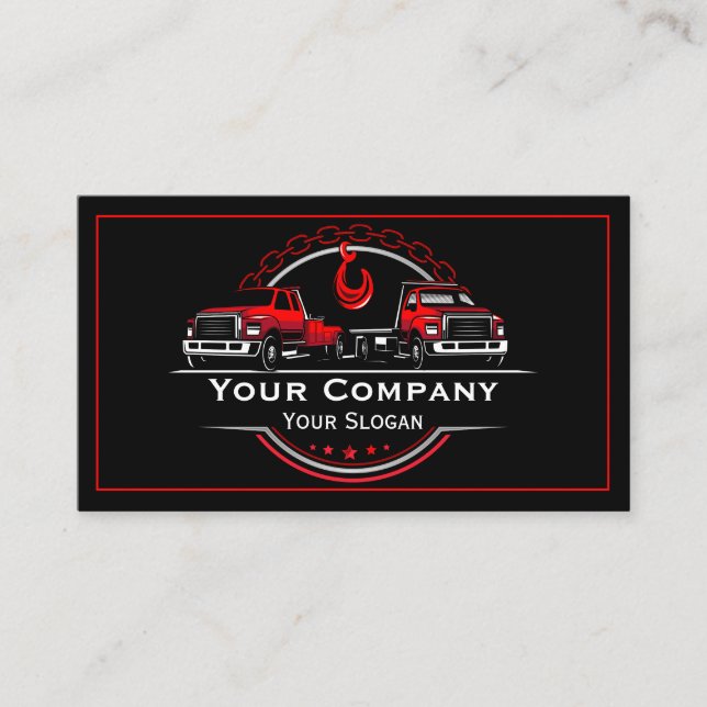 Tarjeta De Visita Empresa de Remolque Profesional, Servicio de Trans (Anverso)
