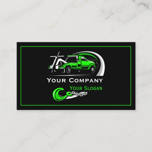 Tarjeta De Visita Empresa de Remolque Profesional, Servicio de Trans (Anverso)