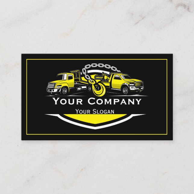 Tarjeta De Visita Empresa de Remolque Profesional, Servicio de Trans (Anverso)