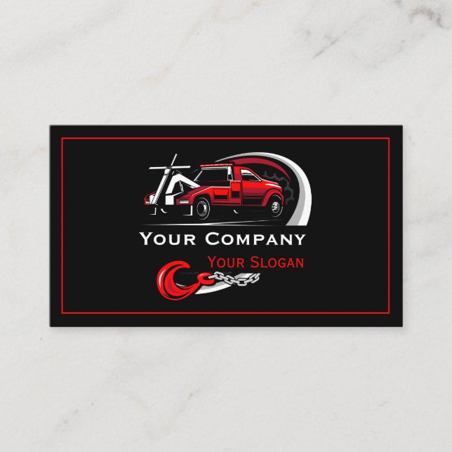 Tarjeta De Visita Empresa de Remolque Profesional, Servicio de Trans (Anverso)