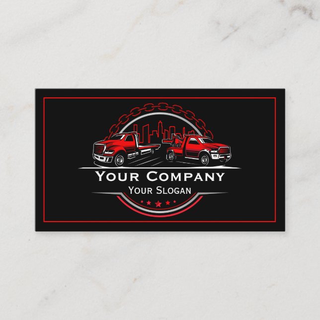 Tarjeta De Visita Empresa de Remolque Profesional, Servicio de Trans (Anverso)