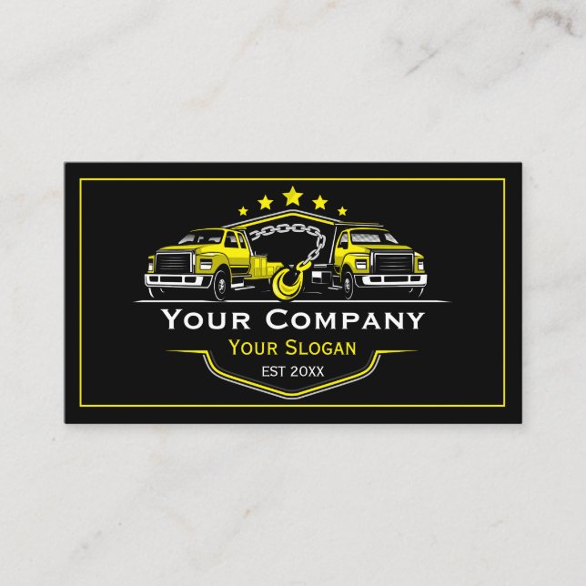 Tarjeta De Visita Empresa de Remolque Profesional, Servicio de Trans (Anverso)