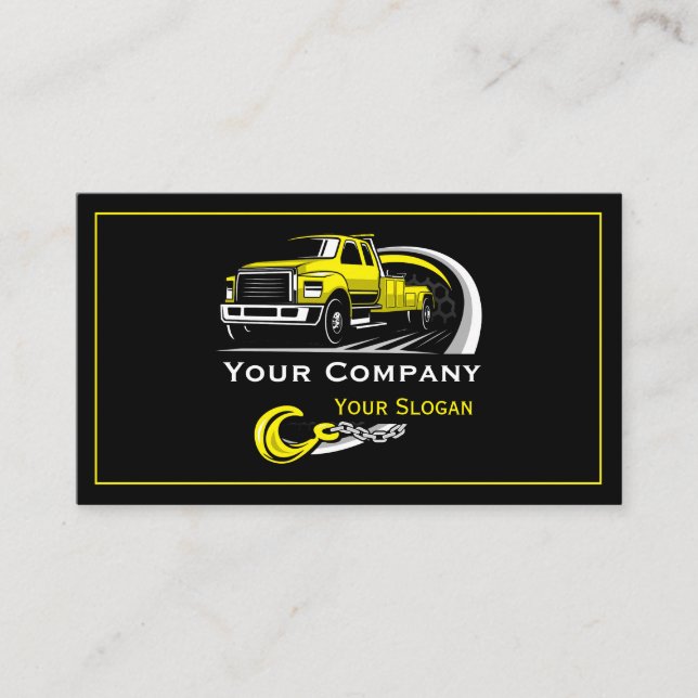Tarjeta De Visita Empresa de Remolque Profesional, Servicio de Trans (Anverso)