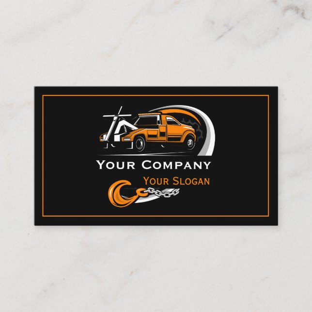 Tarjeta De Visita Empresa de Remolque Profesional, Servicio de Trans (Anverso)