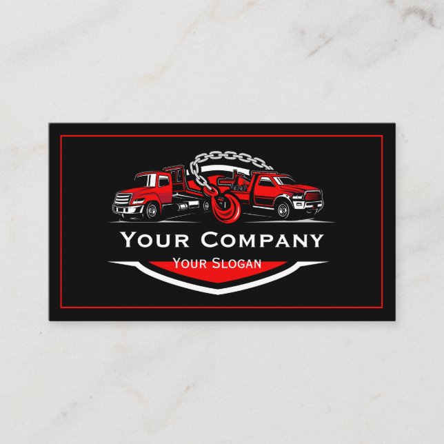 Tarjeta De Visita Empresa de Remolque Profesional, Servicio de Trans (Anverso)