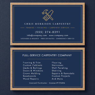 Tarjeta De Visita Empresa de Servicios de Carpintería Madera