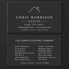 Tarjeta De Visita  Empresa de Techos Moderna Black Silver Roofing