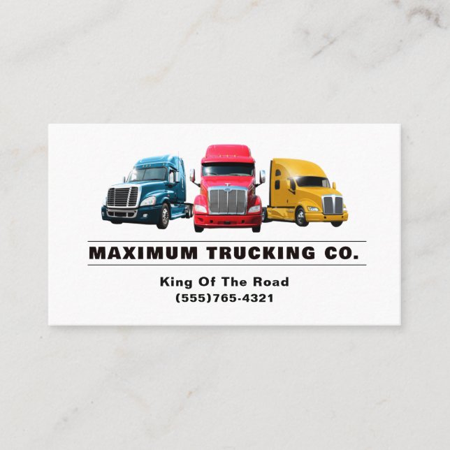 Tarjeta De Visita Empresa de transporte de camiones Semi Truck (Anverso)