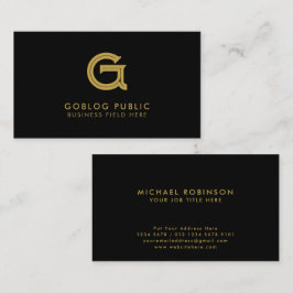 Tarjeta De Visita Empresa elegante minimalista inicial en negro