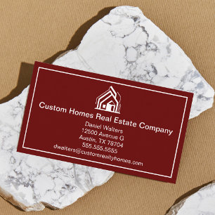 Tarjeta De Visita Empresa Inmobiliaria Chic Burgundy Casa