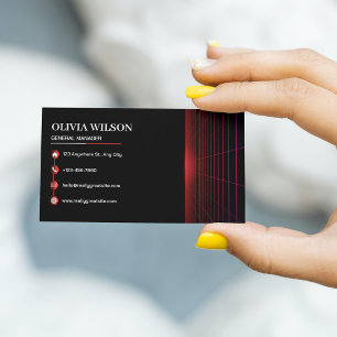 Tarjeta De Visita Empresa moderna minimalista negra y roja elegante