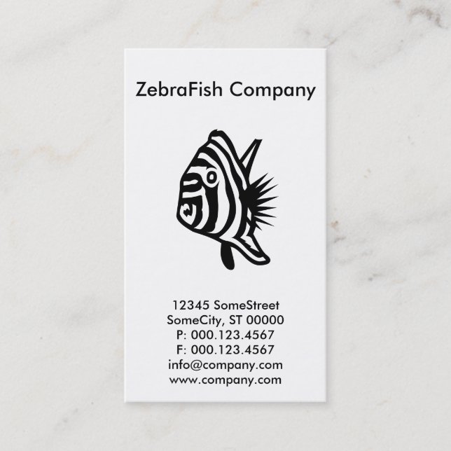 Tarjeta De Visita empresa personalizado zebrafish (Anverso)