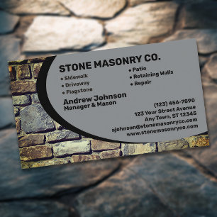 Tarjeta De Visita Empresa Profesional de Albañilería de Piedra