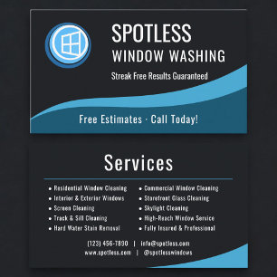 Tarjeta De Visita Empresa Profesional de Limpieza de Ventanas