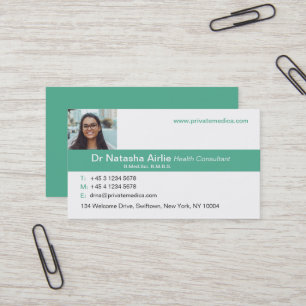 Tarjeta de visita empresarial simple verde/blanca 