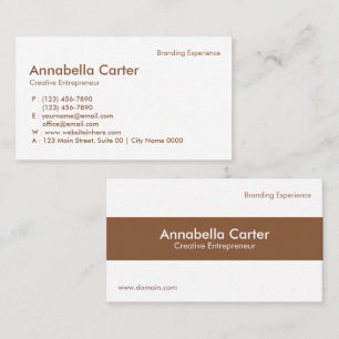 Tarjeta De Visita Empresario Minimalista Profesional Beige Blanco